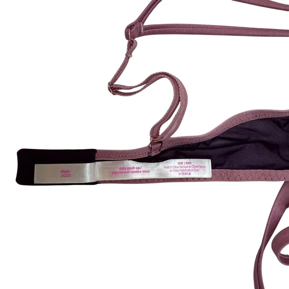 Victoria's Secret PINK Date Push-Up Bra 36B Purple Lace Strappy Wrap Detail - Picture 5 of 6